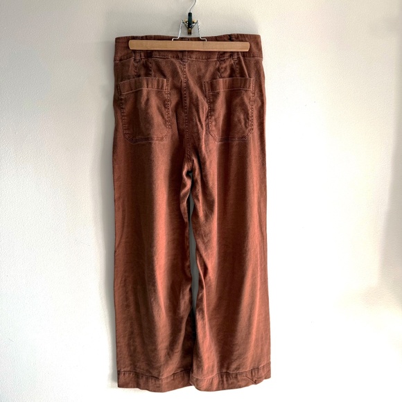Maeve Anthropologie Colette Linen Cropped Pants Women’s 31 Brown Wide Leg Boho - Picture 5 of 10